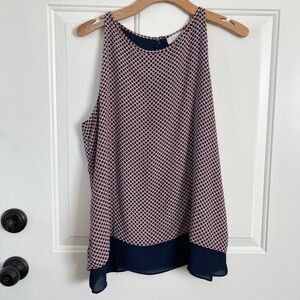 KENAR printed sleeveless layered blouse